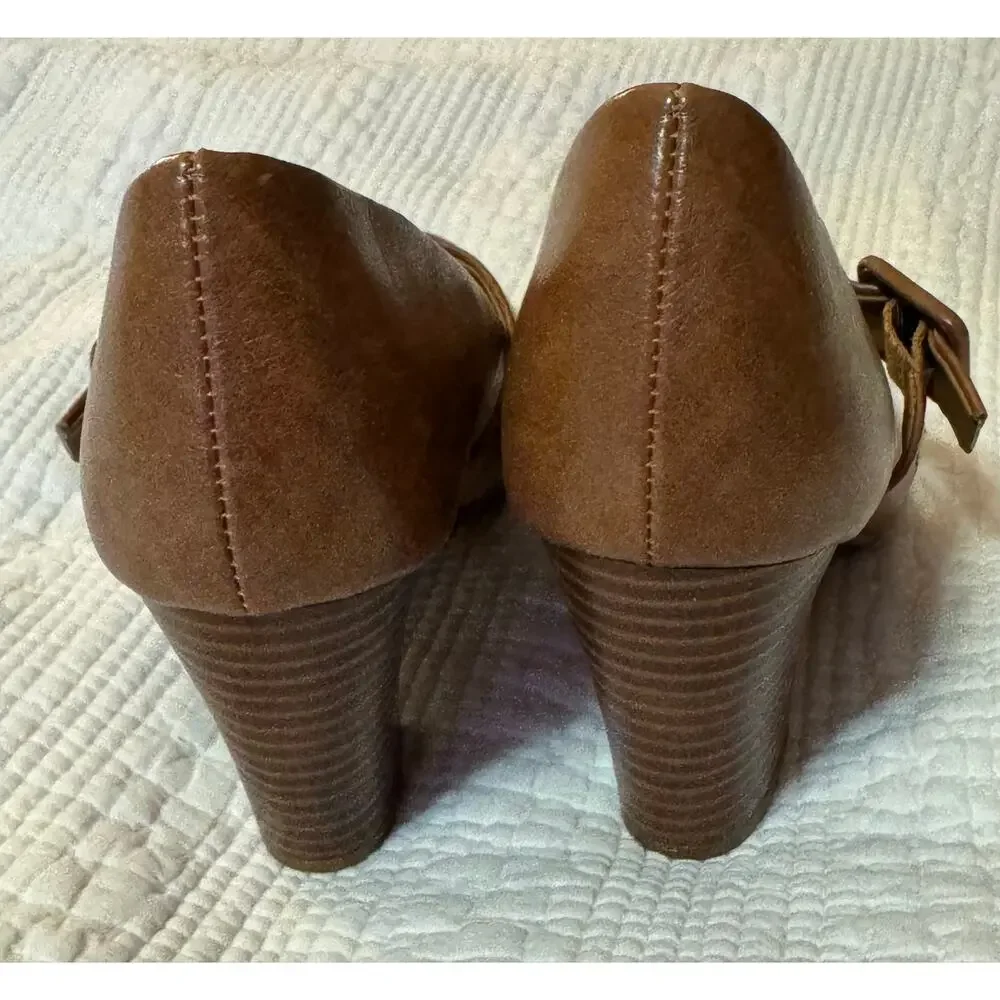 Eurosoft by Sofft Brown Mary Jane Comfort Shoes Women’s 8M Block Heel